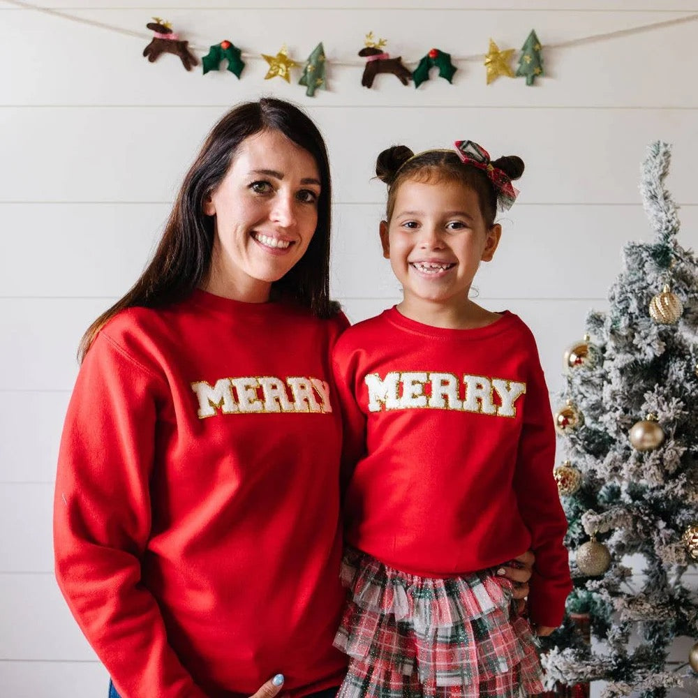 Merry Patch Christmas Sweatshirt Girls