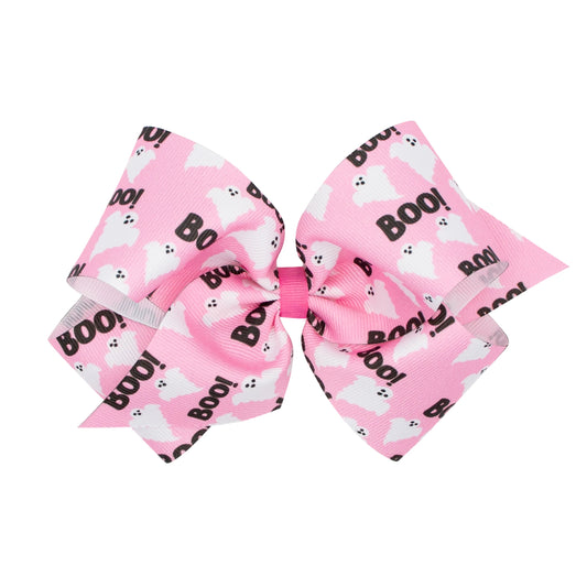 Pink Boo Hair Bow on Clippie.