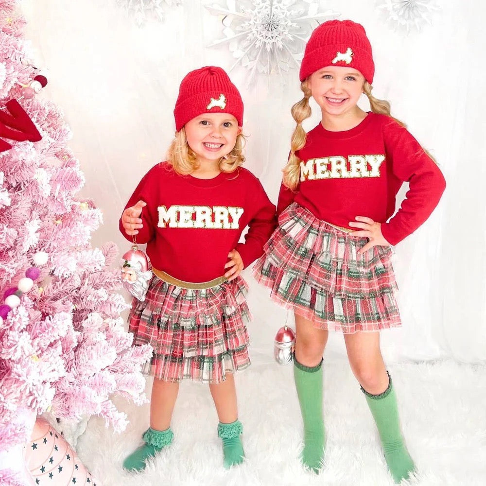 Merry Patch Christmas Sweatshirt Girls