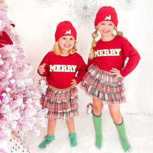 Merry Patch Christmas Sweatshirt Girls