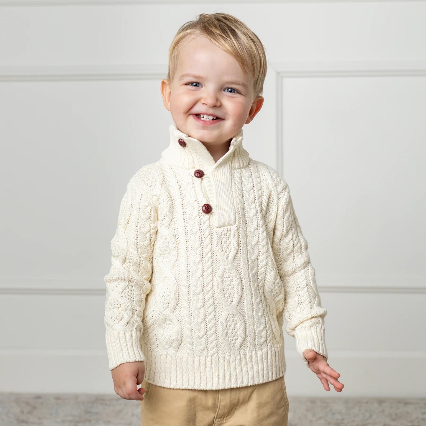 Organic Mock Neck Cable Sweater