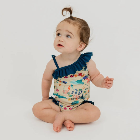 Coral Reef Ruffle Leg One-Piece Girls