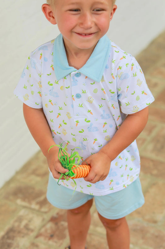 Trotter Street Kids Cottontail Polo Short Set