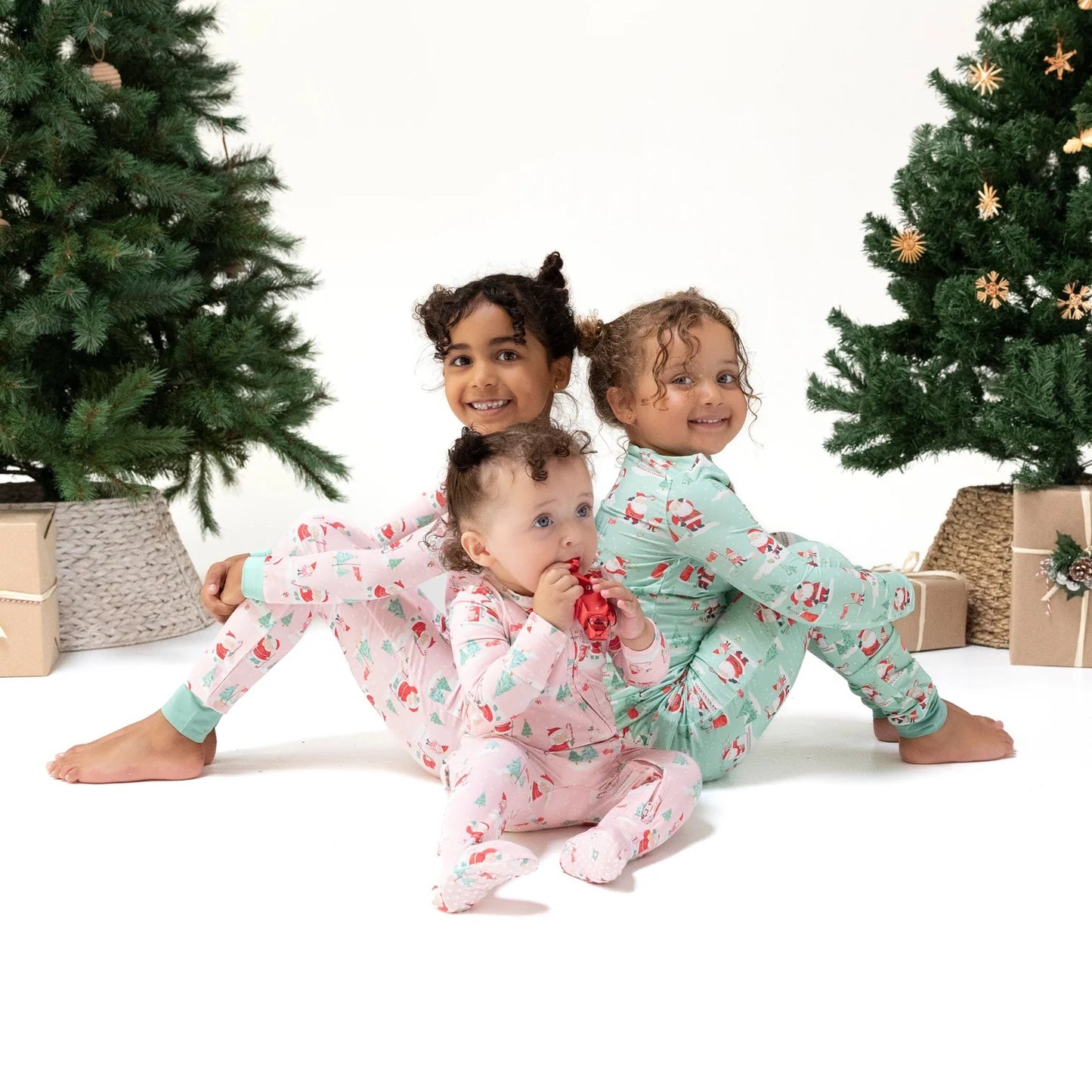 Mrs. Claus and Elves Golfing - 2 Way Zipper Romper with Spearmint