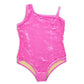 Hot Pink Sequin One-Shoulder Swimsuit