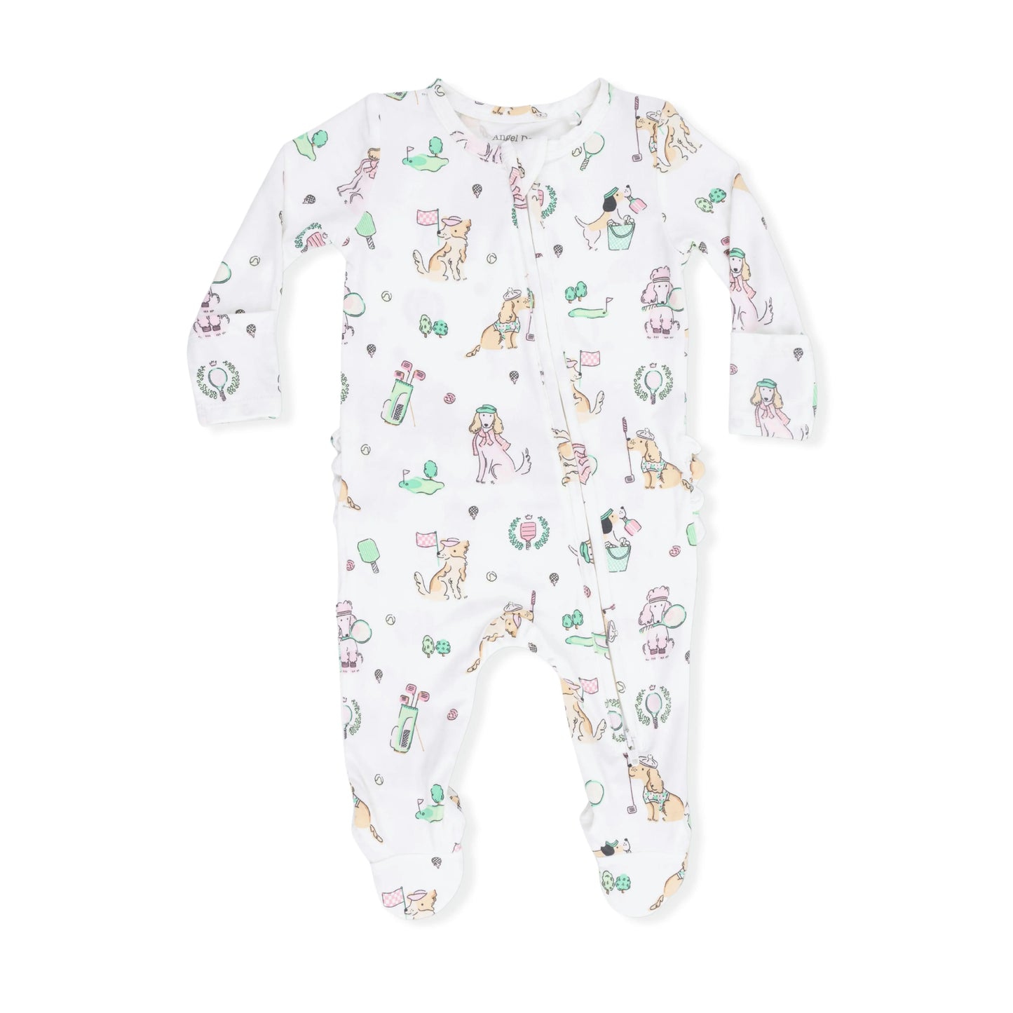 Country Club Dogs Pink - 2 Way Ruffle Back Zipper Footie