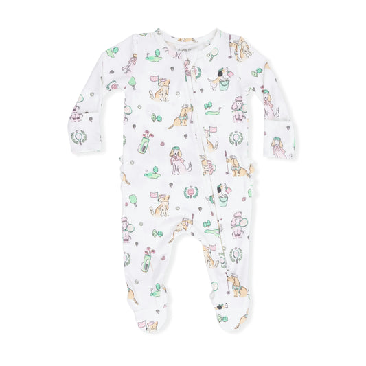 Country Club Dogs Pink - 2 Way Ruffle Back Zipper Footie