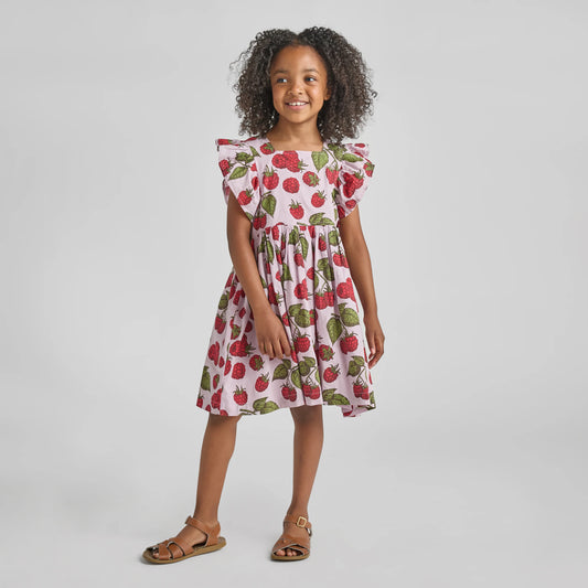 Girls Lavender Raspberries Dress- Elsie Dress