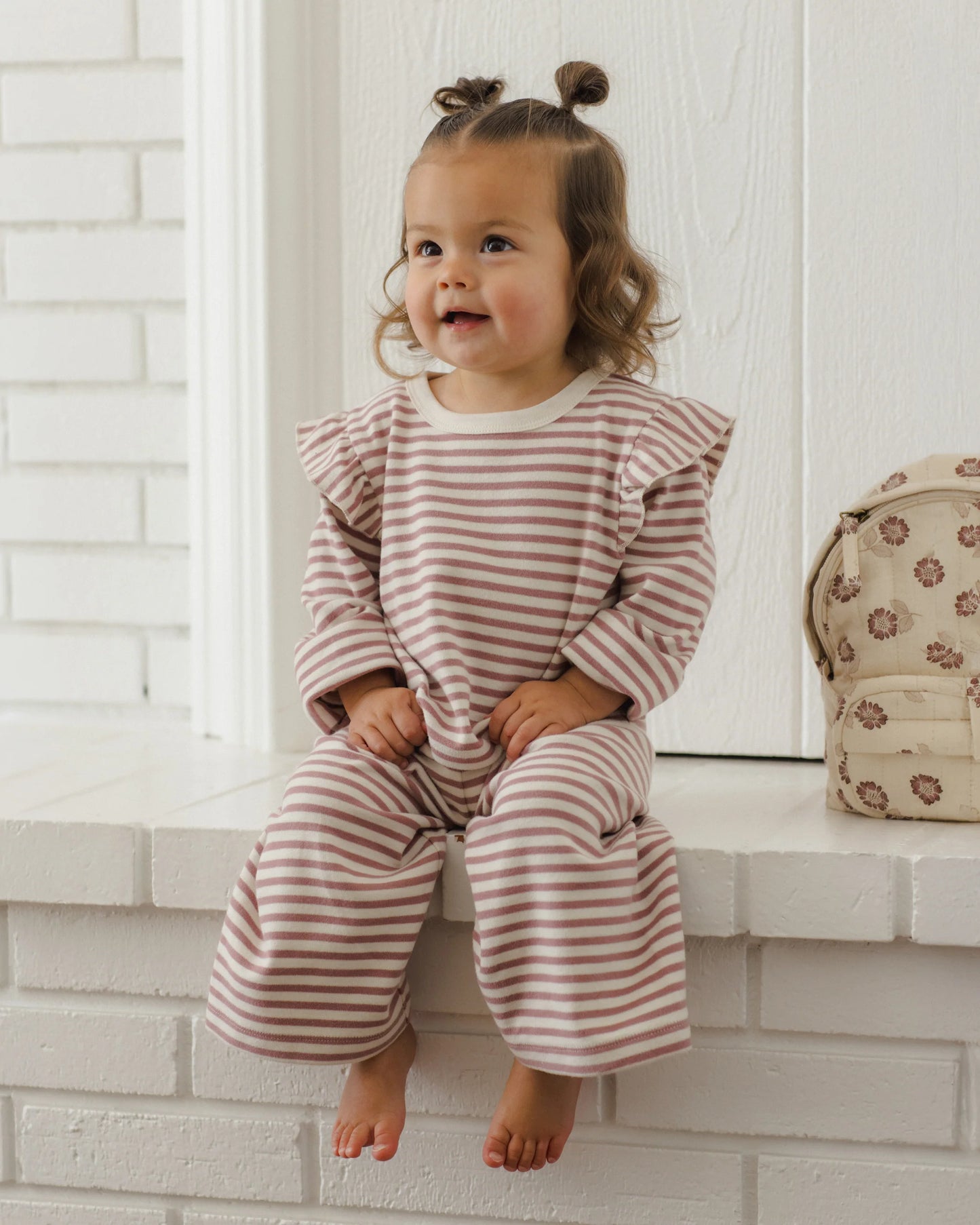 Ruffle Cozy Stripe Set - Mulberry