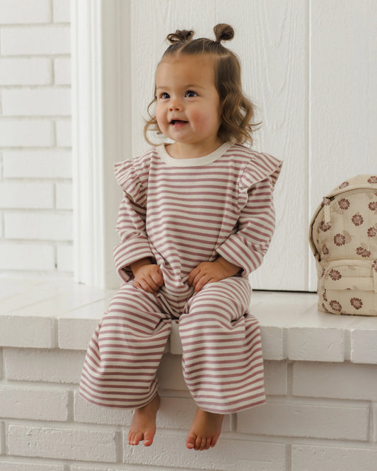 Ruffle Cozy Stripe Set - Mulberry