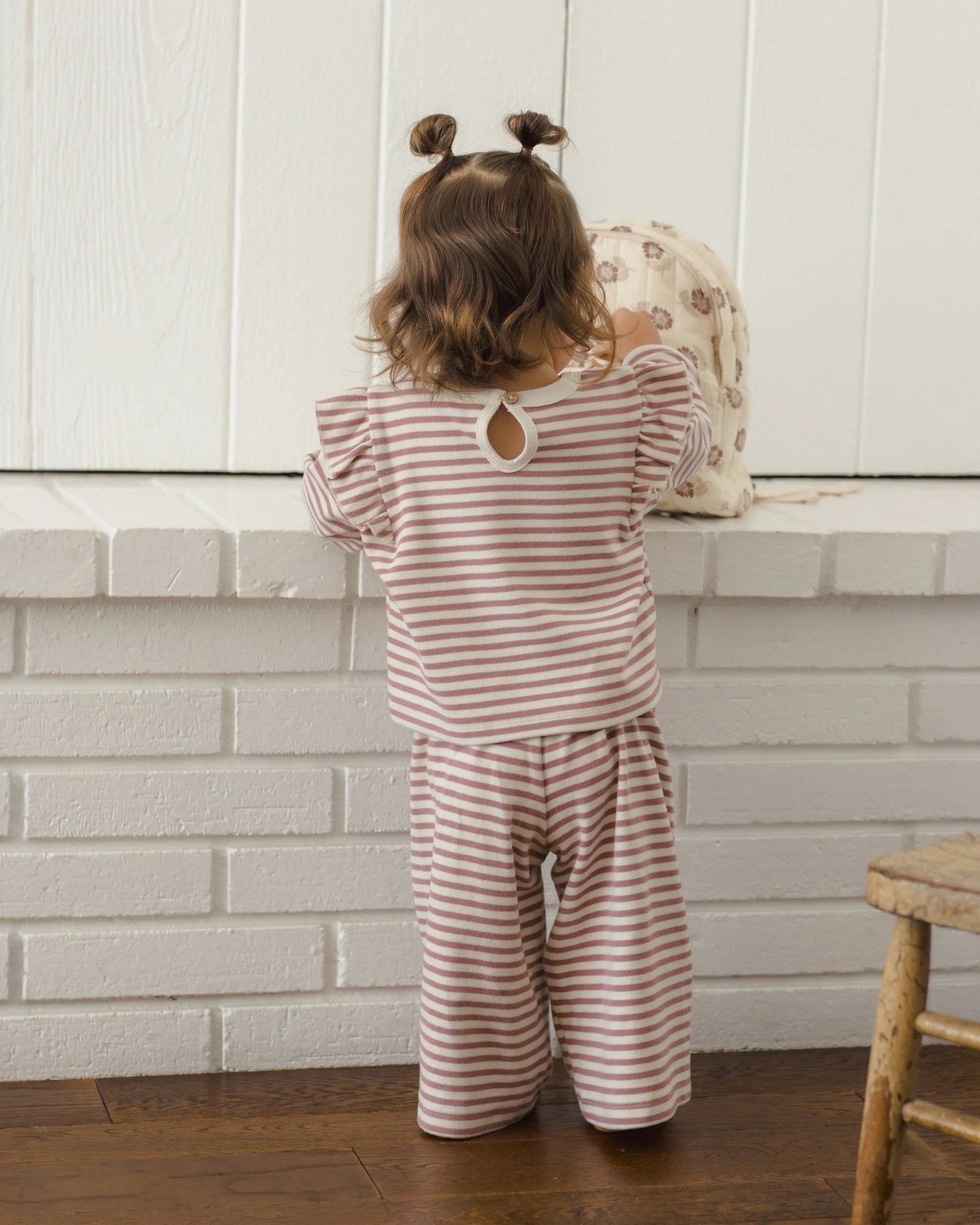 Ruffle Cozy Stripe Set - Mulberry