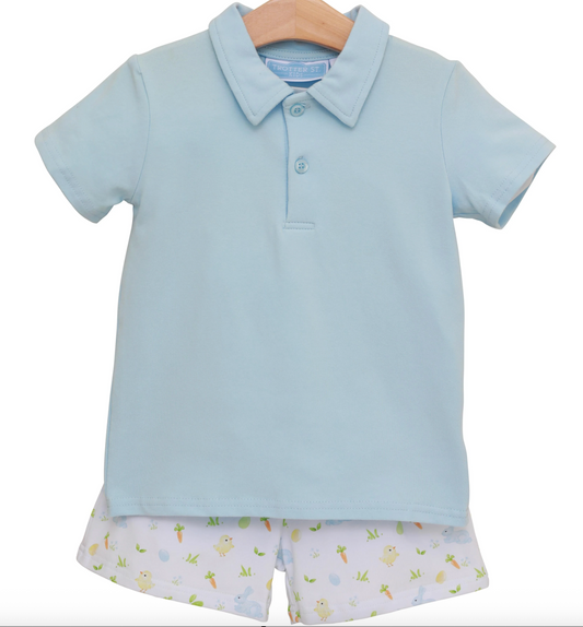 Trotter Street Kids Cottontail Solid Polo Short Set