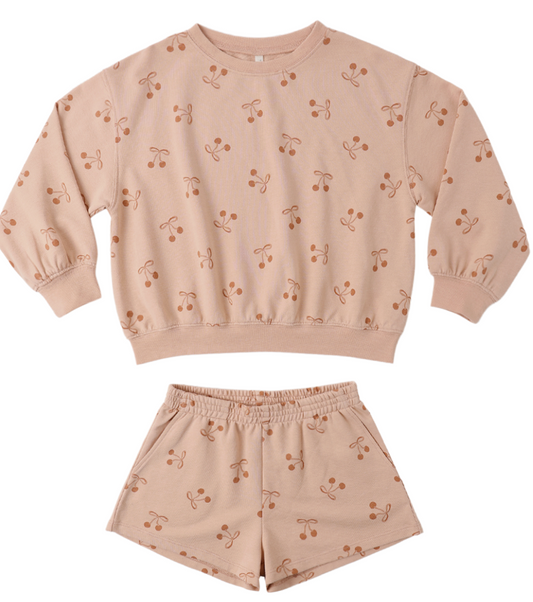 Rylee&Cru Summer Terry Set in Cherry Bows