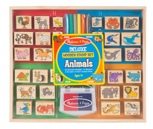 Melissa & Doug Deluxe Wooden Stamp Set - Animals
