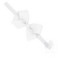 Wee Ones White Mini Grosgrain Girls Hair Bow on a Soft Elastic Baby Band