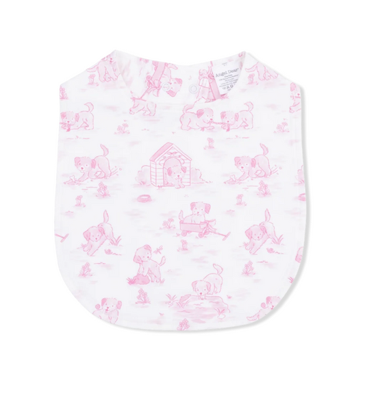Puppy Toile Pink Feeding Bib