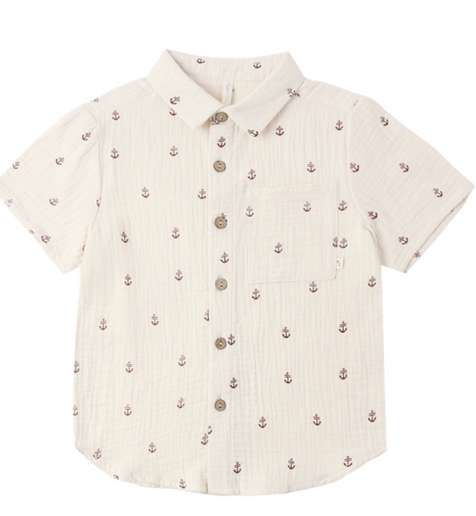 Rylee&Cru Collared Short Sleeve Shirt - Anchors