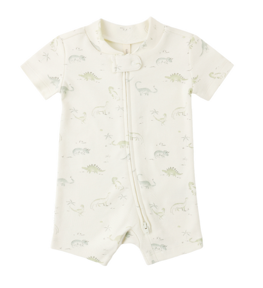 Quincy Mae Zip Short Sleeve Sleeper - Dinosaur