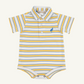 The Beaufort Bonnet Company Prim And Proper Polo Ss-pima Onesie Lake Claire Lines/Wood Boat Blue