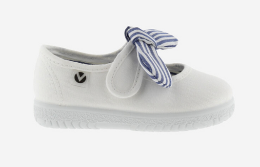 Victoria Ojala Canvas & Striped Bow Mary Janes