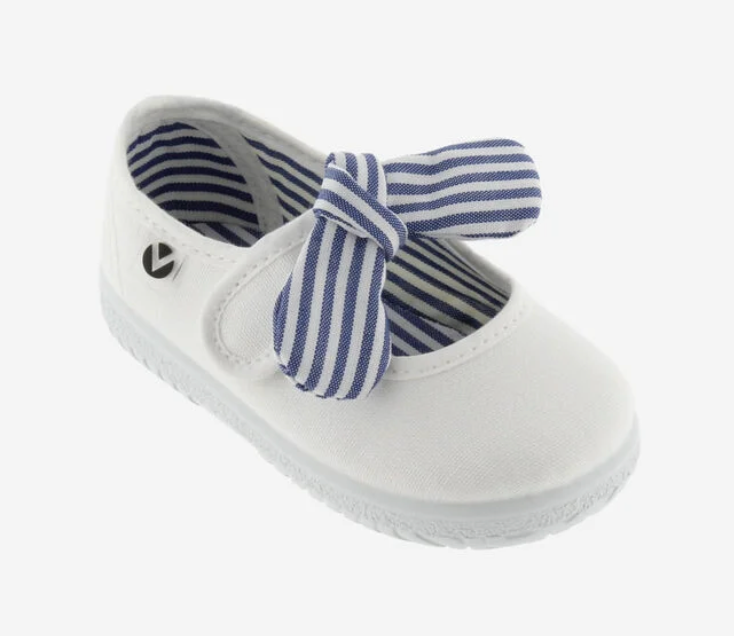 Victoria Ojala Canvas & Striped Bow Mary Janes