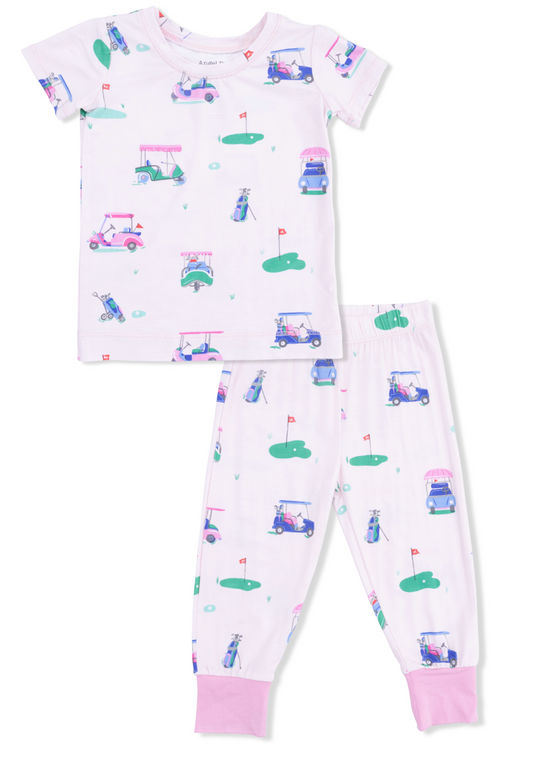 Angel Dear Vintage Golf Cart Short Sleeve Loungewear - Pink