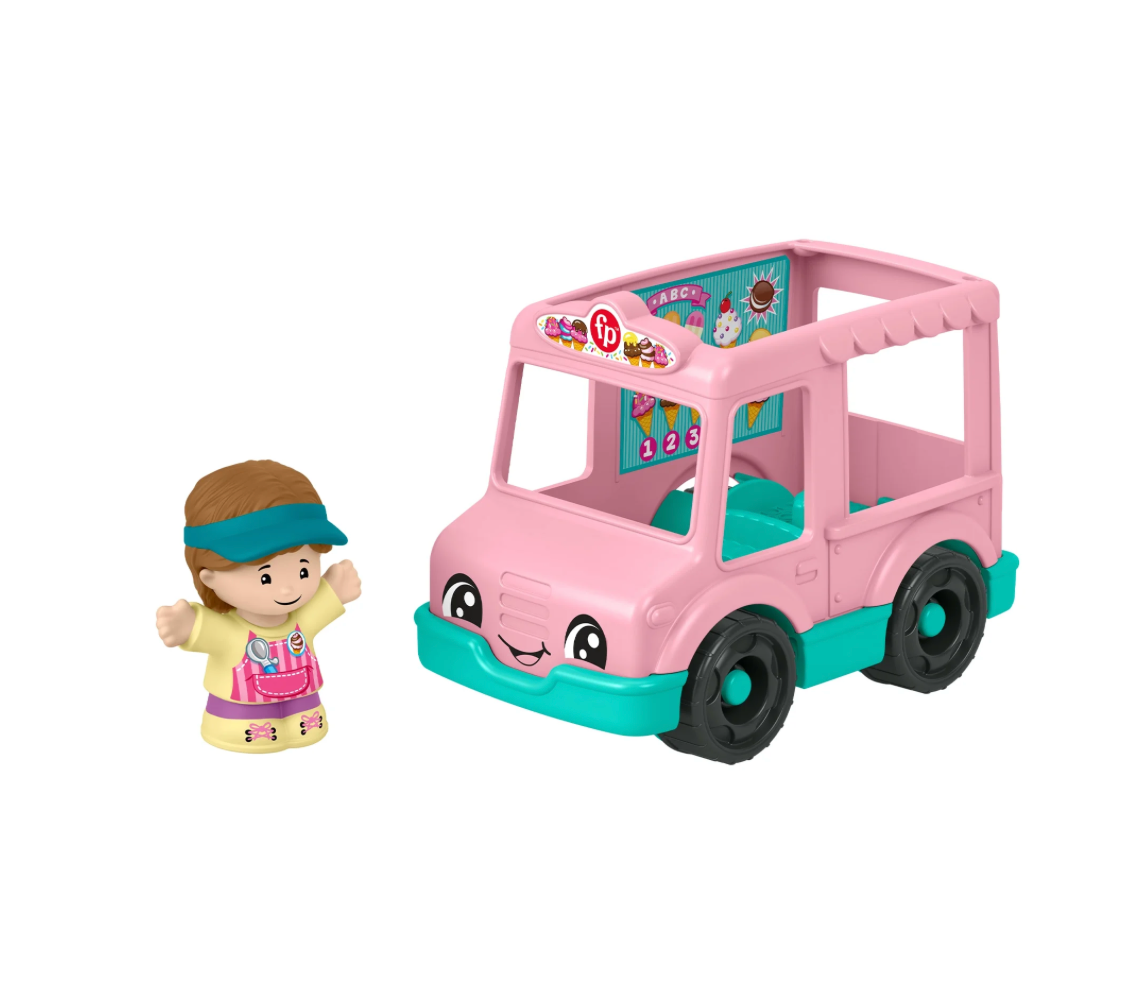 Fisher-Price Little People Ice Cream Truck, Push-Along Toy Vehicle & Figure for Toddlers & Kids