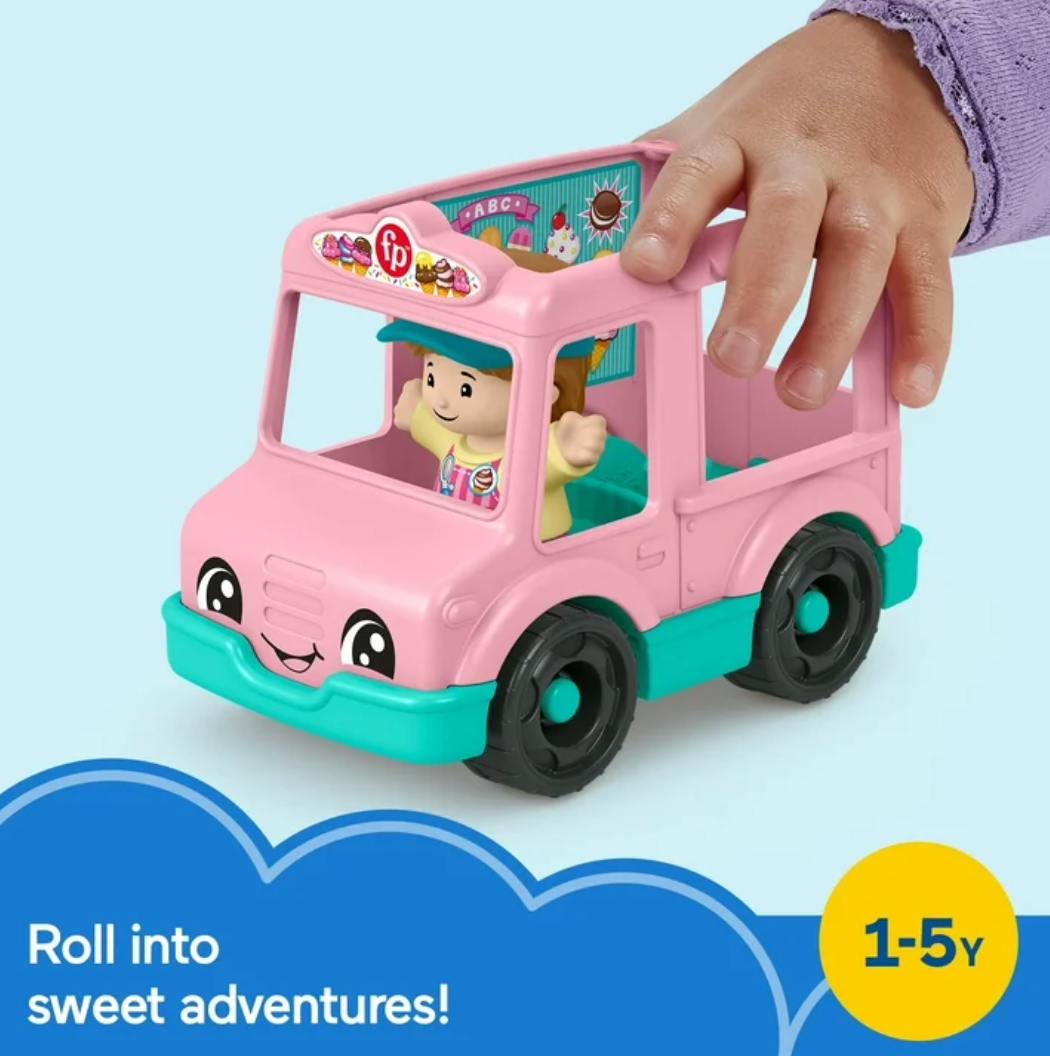 Fisher-Price Little People Ice Cream Truck, Push-Along Toy Vehicle & Figure for Toddlers & Kids