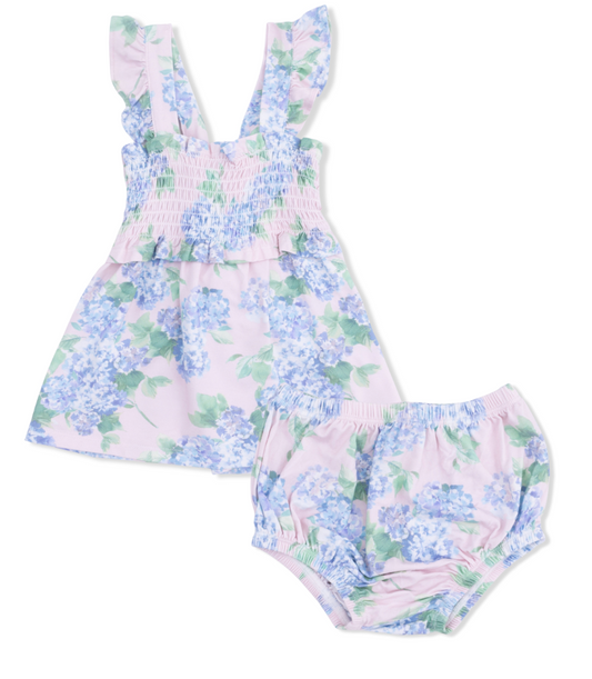 Angel Dear Hydrangeas Smocked Top with Bloomer Set