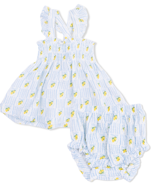 Angel Dear Lovely Lemons Smocked Top with Bloomer