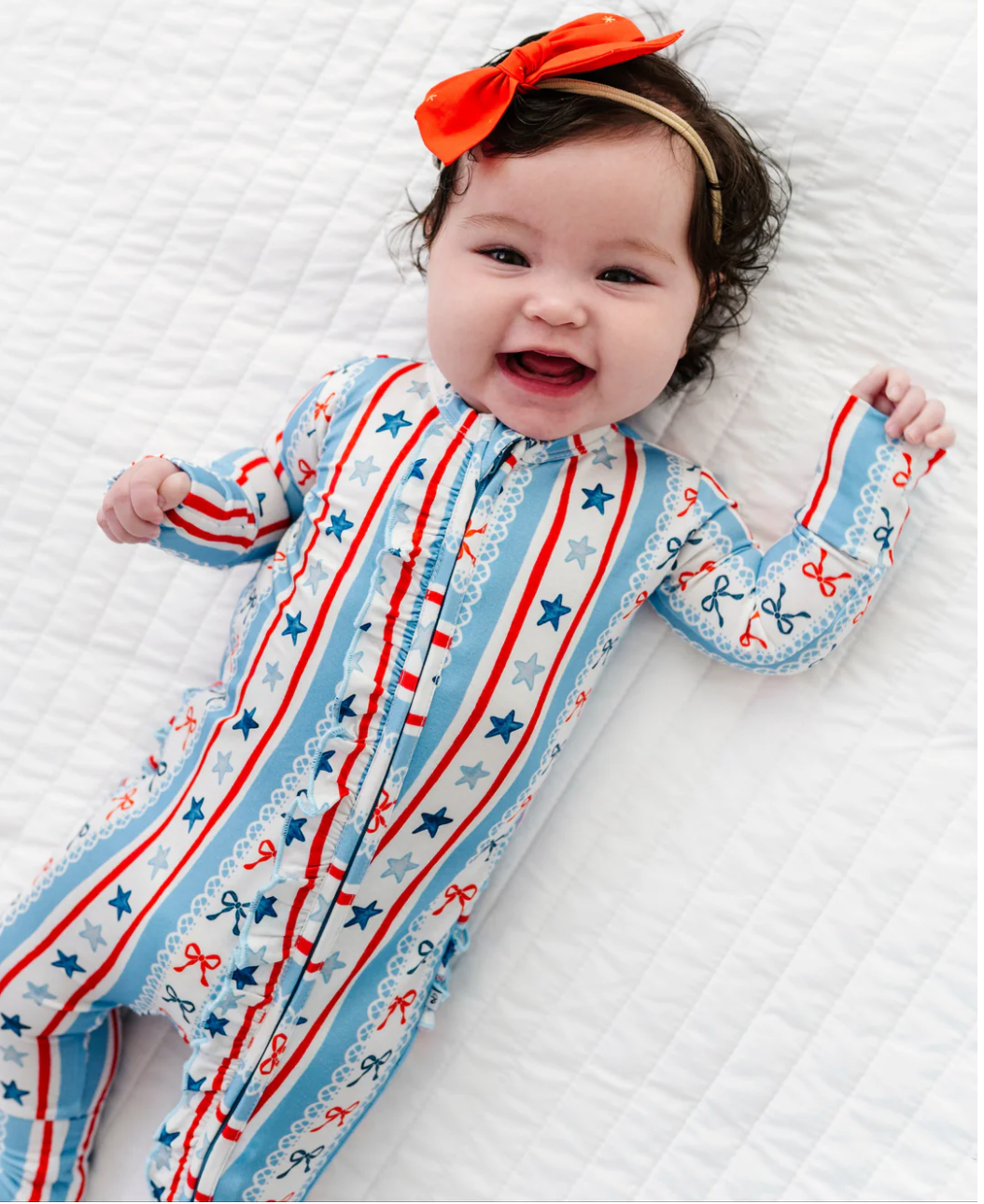 Birdie Bean Pretty Patriotic Ruffle Romper