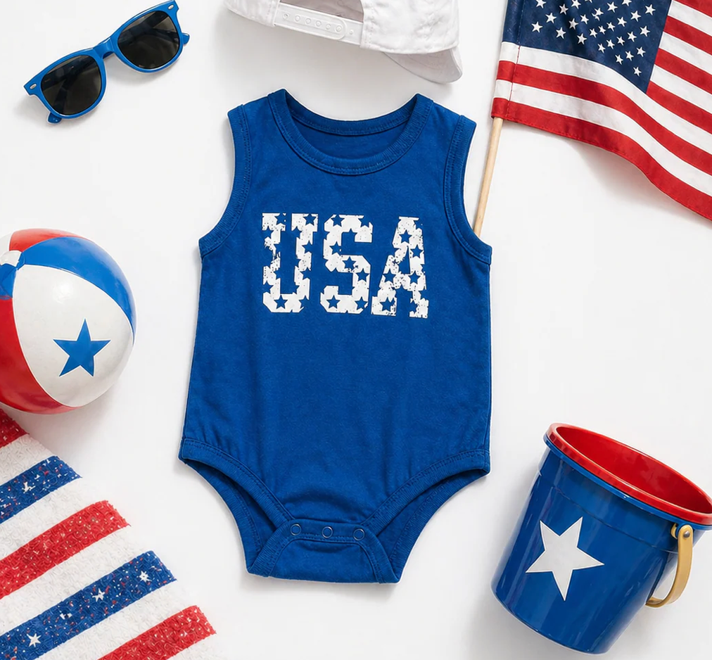 Birdie Bean Distressed USA Tank Bubble