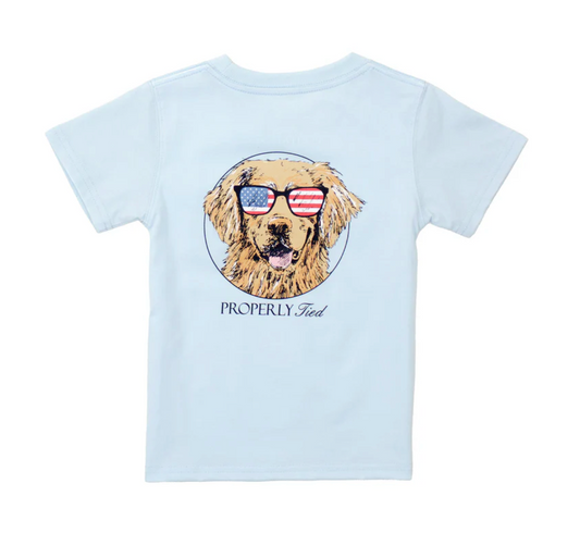 Properly Tied Boys Patriot Dog SS Periwinkle