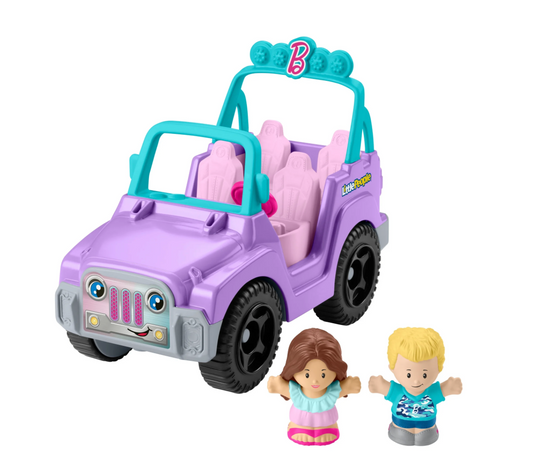 Fisher-Price Little People Barbie Beach Cruiser Toy Car with Music & 2 Figures for Toddlers