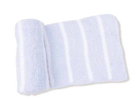 Angel Dear Chenille Light Blue & Ivory Stripe Stroller Blanket