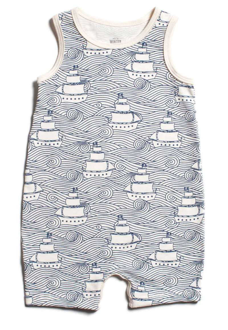 Winter Water Factory Tank Top Romper - High Seas Navy