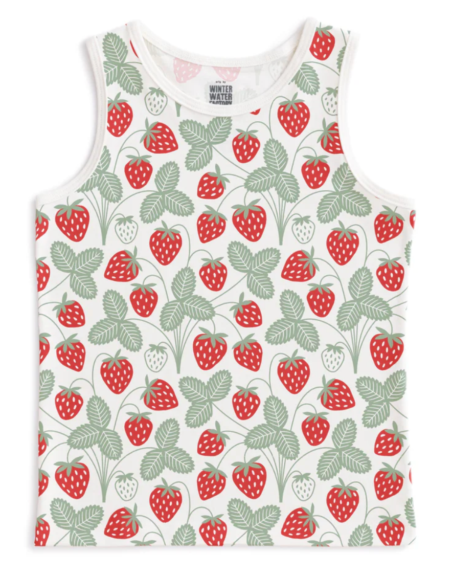 Winter Water Factory Tank Top - Strawberries Red & Green