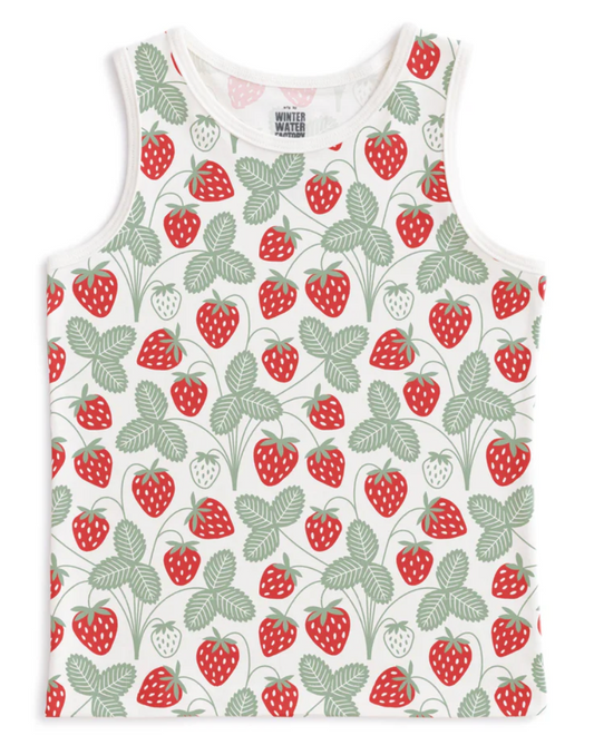 Winter Water Factory Tank Top - Strawberries Red & Green