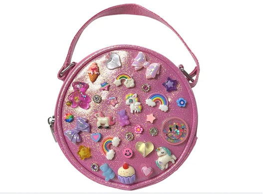 Galaxy Round Charm Jeweled Bag With Crossbody Strap