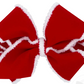 Wee One's King White Faux Fur Edge Velvet and Grosgrain Overlay Hair Bow