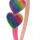 Small Rainbow Crystallized Hearts on Thin Satin Fuchsia Headband