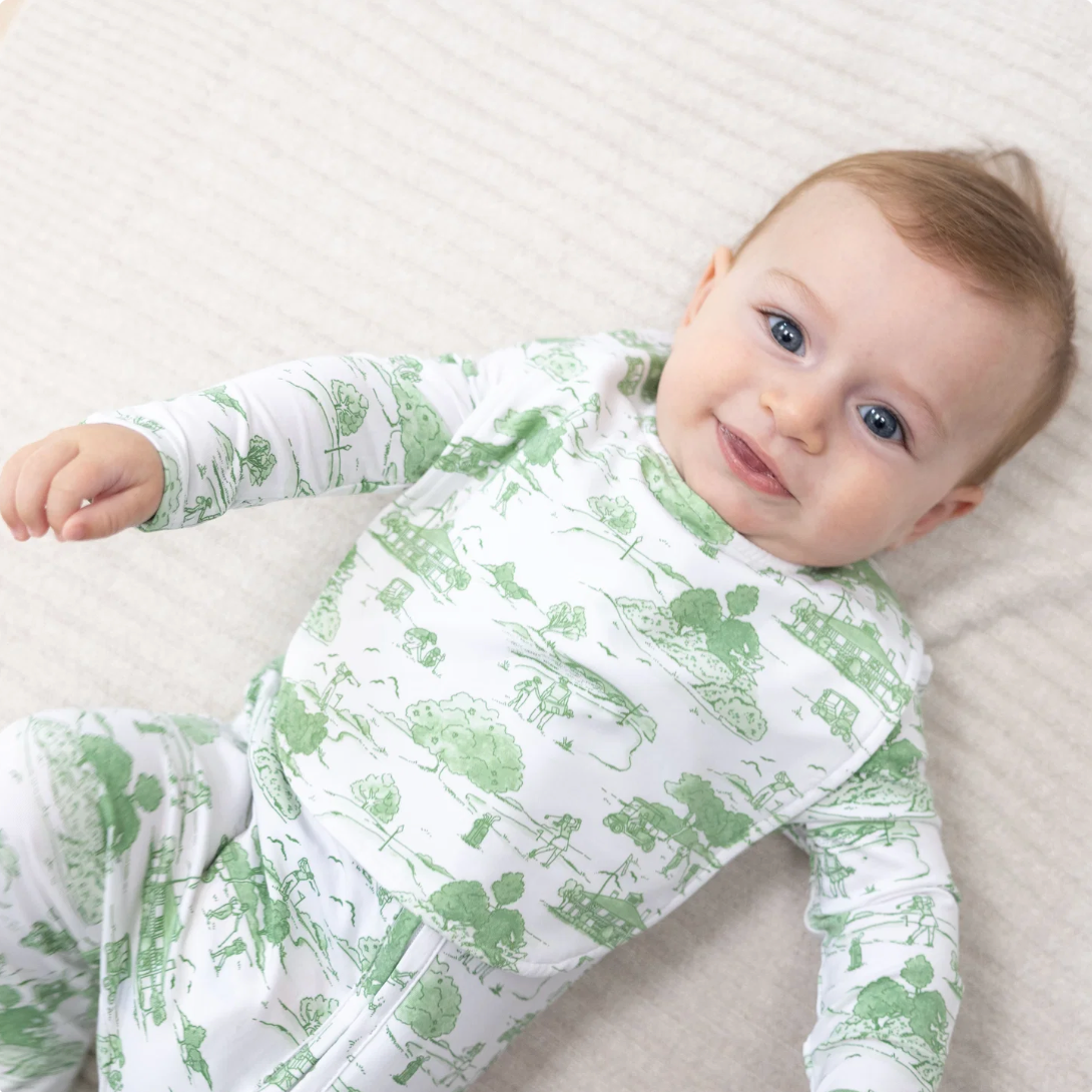 Feeding Bib - Golf Toile Green