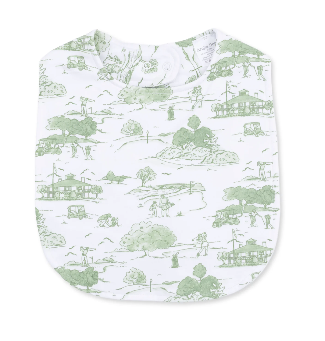 Feeding Bib - Golf Toile Green