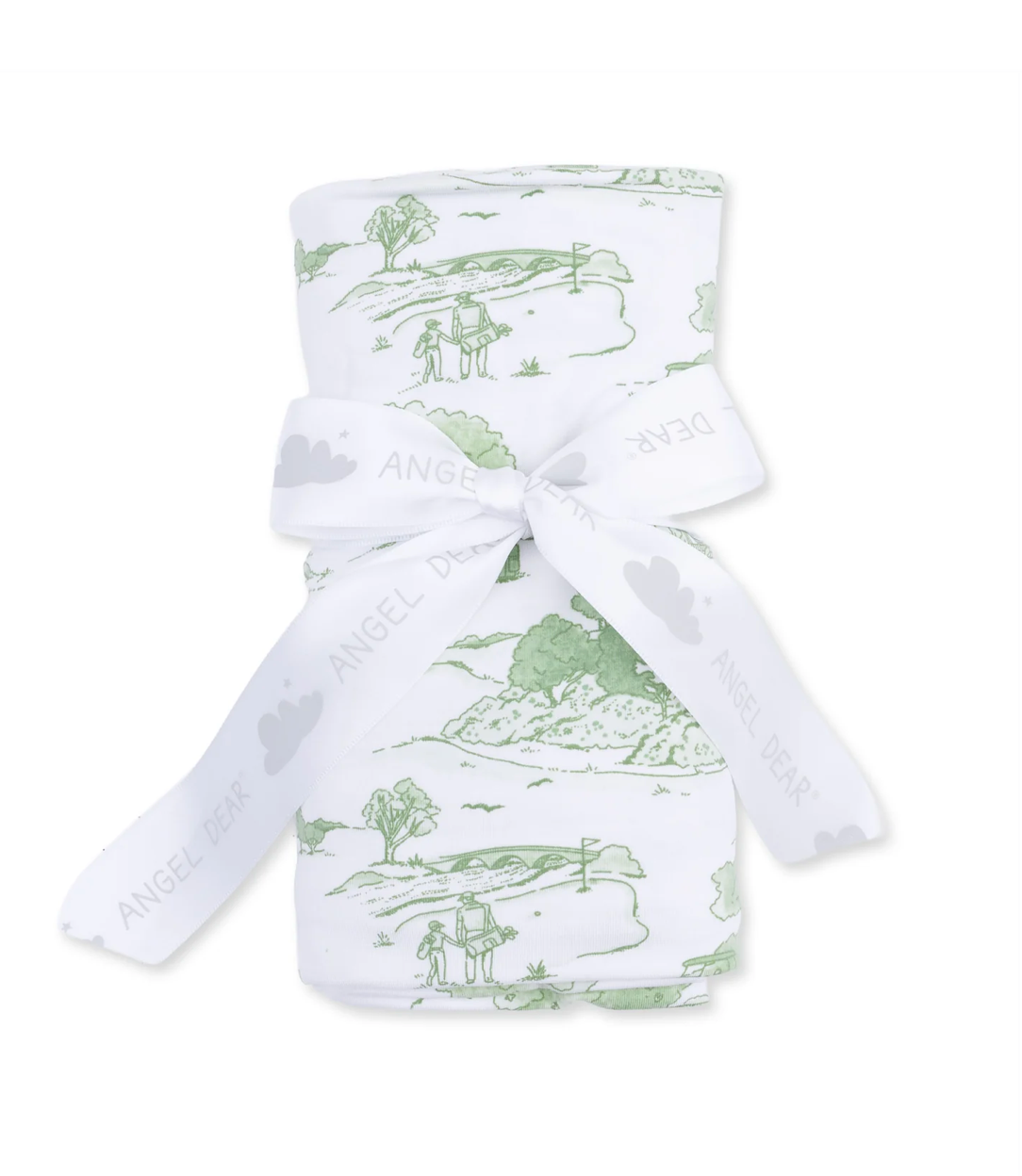 Angel Dear Swaddle Blanket - Golf Toile Green