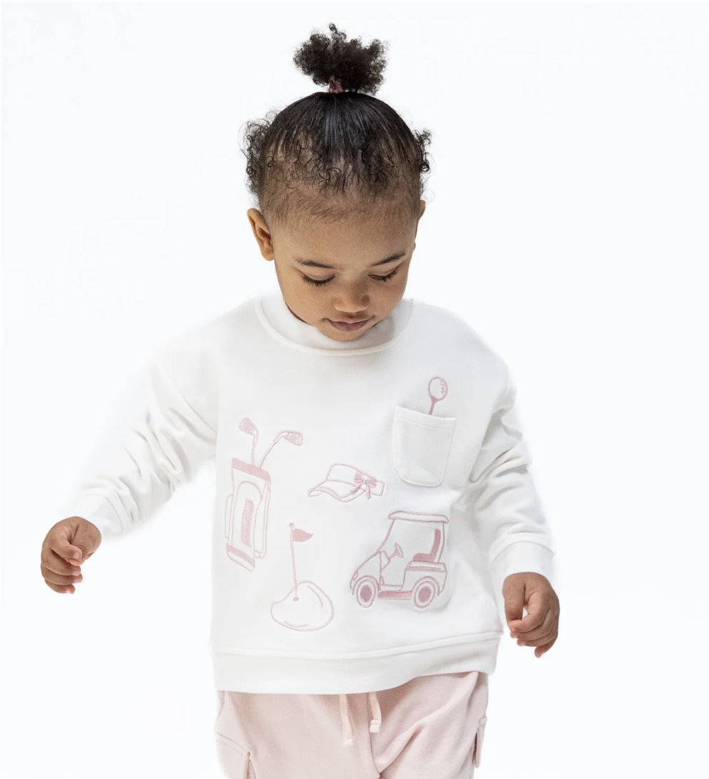 Drop Sleeve Golf Sweatshirt White