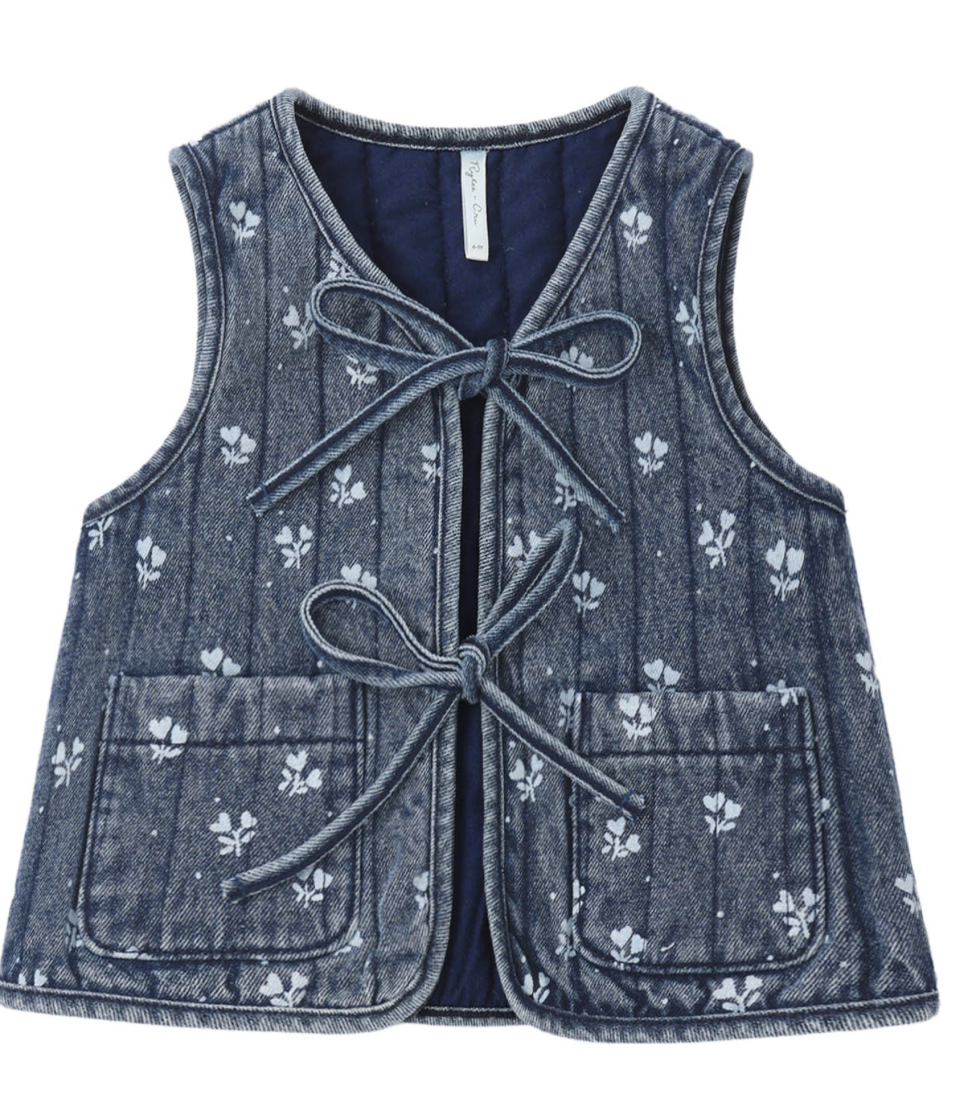 Rylee + Cru Demin Vest - Hearts Ditsy