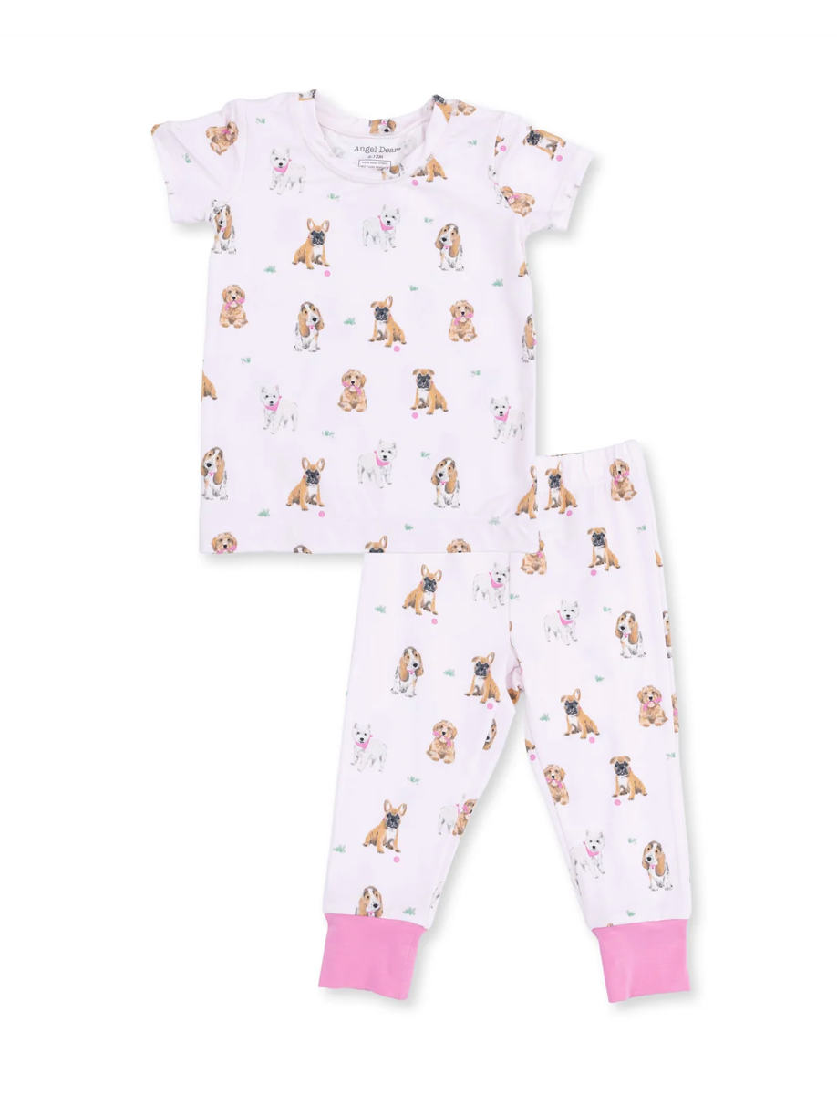 Angel Dear Short Sleeve Loungewear Set - Bestie Dogs Pink