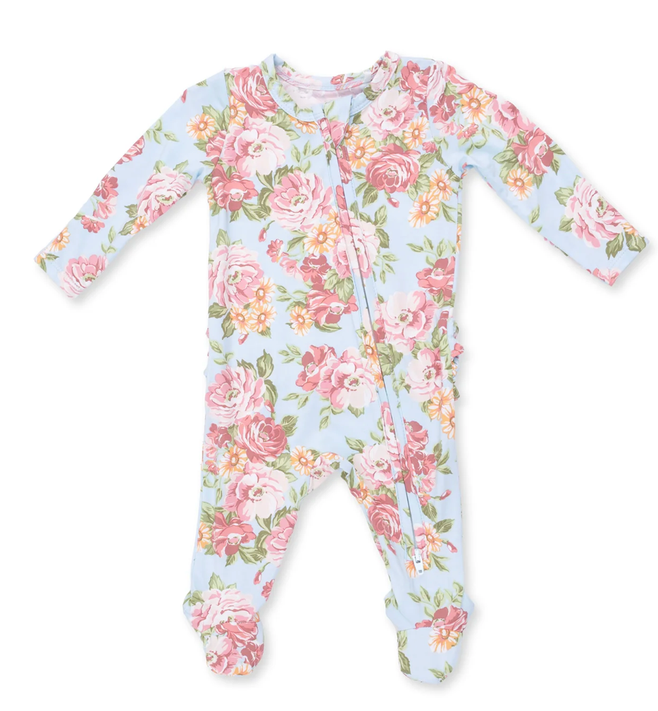Angel Dear 2 Way Ruffle Back Zipper Footie - Angeline Floral