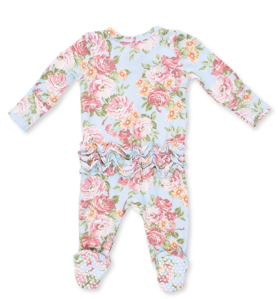 Angel Dear 2 Way Ruffle Back Zipper Footie - Angeline Floral
