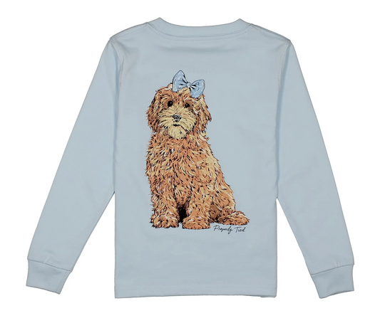 Girls Goldendoodle Long-Sleeve Periwinkle Shirt